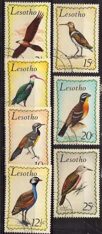 LESOTHO 1971 "BIRDS" SET OF 7 V.F.U. SG 204-210. CAT 19 POUNDS.