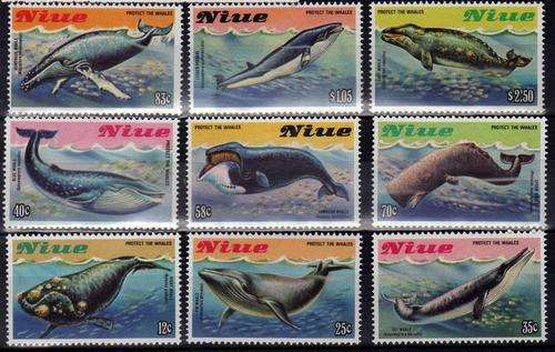 NIUE 1983 "PROTECT THE WHALES" SET OF 9 LMM. SG 487-95. CAT 18,90 POUNDS.