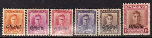 NEW ZEALAND 1947-49 OFFICIAL STAMPS PART SET OF 6 FINE MINT. (ONE HINGE) SG O152-7. CAT 54 POUNDS.