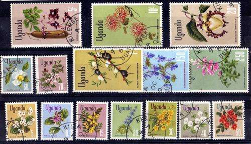 UGANDA 1969 DEFIN SET OF 15 VFU. SG 131-145. CAT 14 POUNDS.