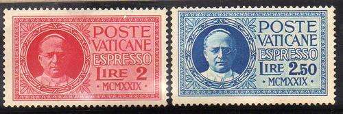 VATICAN 1929 EXPRESS LETTER STAMPS MOUNTED MINT. SG E14 & E15. CAT 58 POUNDS.