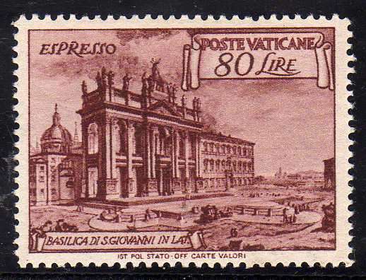 VATICAN 1949 EXPRESS LETTER 80L UNMOUNTED MINT. SG E150. CAT 60 POUNDS.