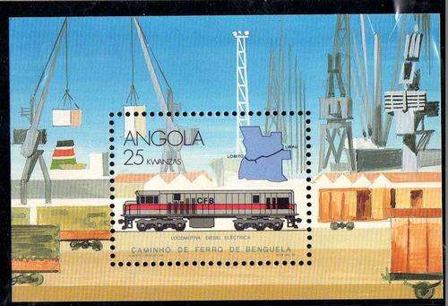 ANGOLA 1990 "BENGUELA + LUANDA RAILWAYS" M/S UMM. SG MS919. CAT 4,25 POUNDS.