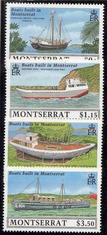 MONTSERRAT 1989 SHIP BUILDING SET OF 4 UMM. SG 793-96. CAT 9 POUNDS.
