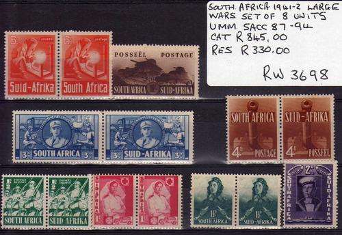 SOUTH AFRICA 1941-42 LARGE WARS SET OF 8 UNITS U.M.M. SACC 87-94. CAT R845.