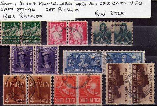 SOUTH AFRICA 1941-42 LARGE WARS SET OF 8 UNITS VFU. SACC 87-94. CAT R1134.