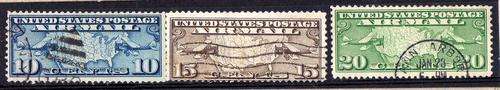 UNITED STATES OF AMERICA 1926 AIR SET OF 3 VFU. SG A628-30. CAT 5,45 POUNDS.