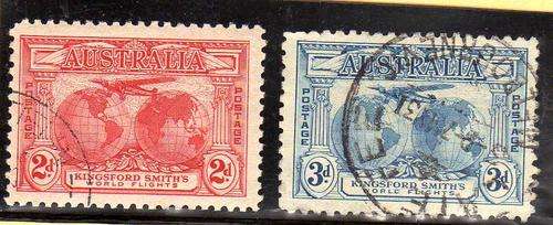 AUSTRALIA 1931 "KINGSFORD SMITH'S FLIGHTS" 2d & 3d FINE USED. SG 121-122 CAT 6,50 POUNDS.