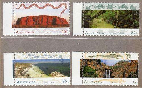 AUSTRALIA 1993 "WORLD HERITAGE SITES" SET OF 4 UMM. SG 1392-5. CAT 6,30 POUNDS.