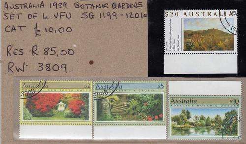 AUSTRALIA 1989 BOTANIC GARDENS SET OF 4 VFU. SG 1199-1201a. CAT 10 POUNDS.