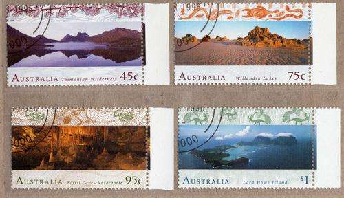AUSTRALIA 1996 WORLD HERITAGE SITES 2nd SERIES SET OF 4 VFU. SG 1582-5. CAT 16,25 POUNDS.