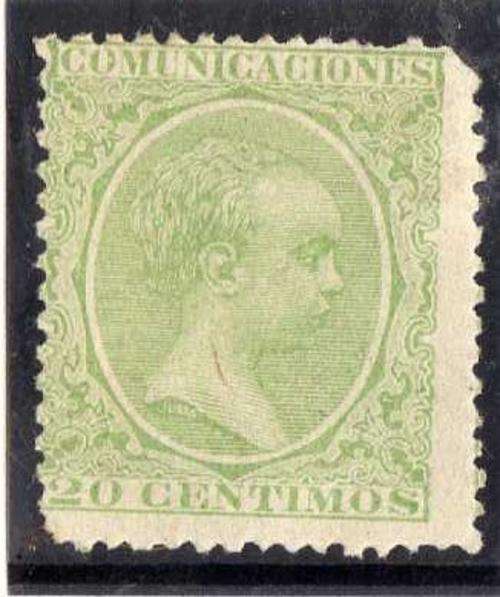 SPAIN 1889 ALFONSO XIII 20c GREEN LMM BUT 2 BLUNT CORNERS. SG 280. CAT 42 POUNDS.