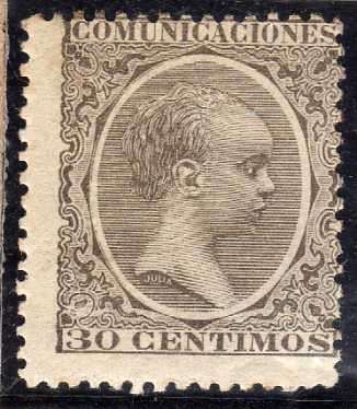 SPAIN 1889 ALFONSO XIII 30c GREY LMM. SG 282. CAT 65 POUNDS.