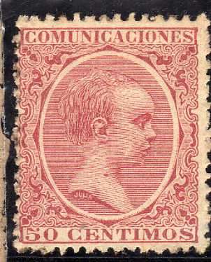 SPAIN 1889 ALFONSO XIII 50c RED LMM. SG 284. CAT 65 POUNDS.