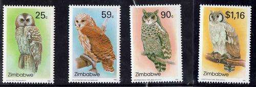 ZIMBABWE 1993 BIRDS "OWLS" SECOND SERIES SET OF 4 U.M.M. SG 850-3. CAT 16,75 POUNDS.
