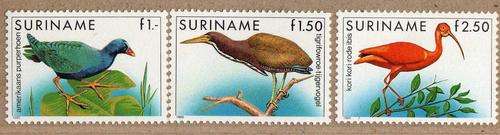 SURINAM 1985 "BIRDS" PART SET OF 3 UMM. SG 1248-50. CAT 15,50 POUNDS.