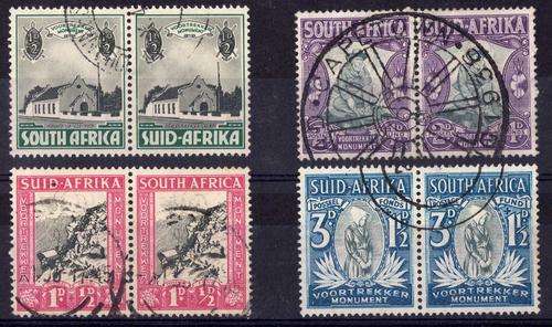 SOUTH AFRICA 1933 "VOORTREKKER MEM FUND" SET OF 4 PAIRS V.F.USED. SACC 51-54. CAT R200. (2008)