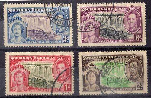 SOUTHERN RHODESIA 1937 CORONATION SET OF 4 VERY FINE USED. SACC 38-41. CAT R154.