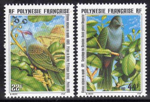 FRENCH POLYNESIA 1995 UNIQUE BIRDS SET OF 2 UMM. SG 726-7. CAT 6,25 POUNDS.
