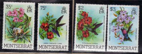 MONTSERRAT 1984 "HUMMINGBIRDS" SET OF 4 MINT NO GUM. SG 571-74. CAT 9 POUNDS.