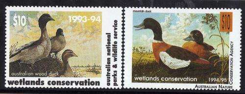 AUSTRALIA 1993/94 & 1994/5 NON POSTAL WETLANDS CONSERVATION STAMPS U.M.M.