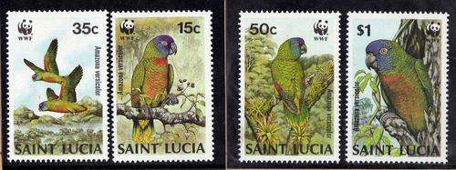 SAINT LUCIA 1987 "ST LUCIA AMAZON PARROT" SET OF 4 LMM. SG 969-72. CAT 14,50 POUNDS.