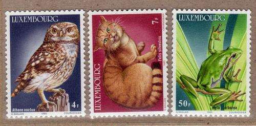 LUXEMBOURG 1985 ENDANGERED ANIMALS PART SET 3 OUT OF 4 UMM. SG 1161-2 & 1164. CAT 11,60 POUNDS.