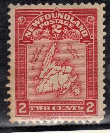 NEWFOUNDLAND 1908 MAP 2c MOUNTED MINT HEAVY HINGED. SG 94. CAT 27 POUNDS.