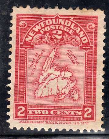 NEWFOUNDLAND 1908 MAP 2c MOUNTED MINT HEAVY HINGED. SG 94. CAT 27 POUNDS.
