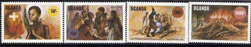 UGANDA 1986 "CHRISTIAN MARTYRS" SET OF 4 UNMOUNTED MINT. SG 549-552. CAT 4,20 POUNDS.