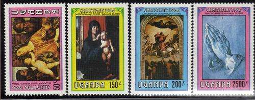 UGANDA 1986 "CHRISTMAS" SET OF 4 UNMOUNTED MINT. SG 554-557. CAT 7 POUNDS.