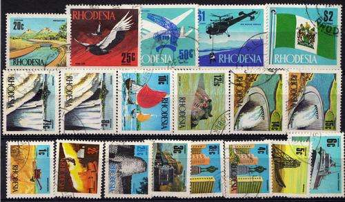 RHODESIA 1970-73 DEFIN SET OF 19 V.F.U. SG 439-52. CAT 26 POUNDS.