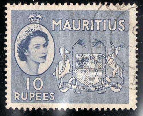MAURITIUS 1953 DEFIN 10R V.F.USED. SG 306. CAT 2 POUNDS.
