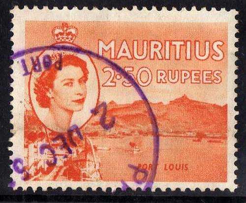MAURITIUS 1953 DEFIN 2,5R FINE USED. SG 316. CAT 8,50 POUNDS.