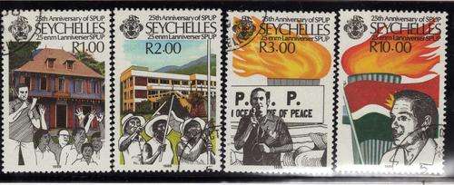 SEYCHELLES1989 "25th ANNIV OF PEOPLES UNITED PARTY" SET OF 4 VFU. SG 742-5. CAT 6,50 POUNDS.