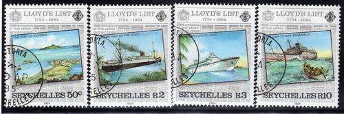 SEYCHELLES 1984 "LLOYD'S LIST" SET OF 4 VFU. SG 583-586. CAT 5 POUNDS.