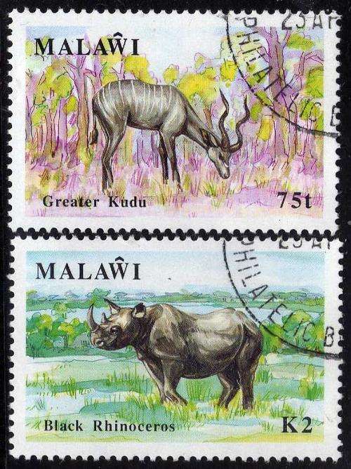 MALAWI 1991 WILDLIFE 75t & 2K V.F.USED. SG 860 - 861. CAT 12 POUNDS.