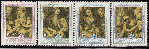SEYCHELLES 1991 "CHRISTMAS WOOD CUTS" SET OF 4 V.F.USED. SG 806-09. CAT 8,50 POUNDS.
