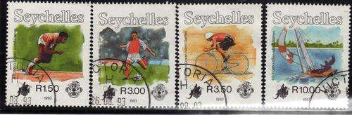 SEYCHELLES 1993 "4th INDIAN OCEAN ISLAND GAMES" SET OF 4 V.F.U. SG 836-9. CAT 9,30 POUNDS.