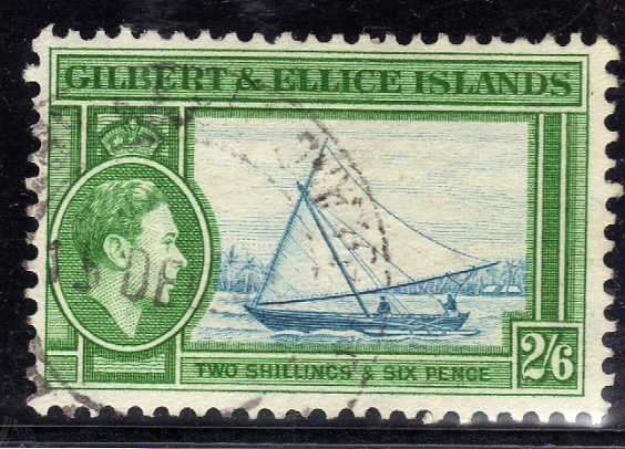 GILBERT & ELLICE ISLANDS 1939 2/6d DEFIN V.F.U. SG 53. CAT 11 POUNDS.