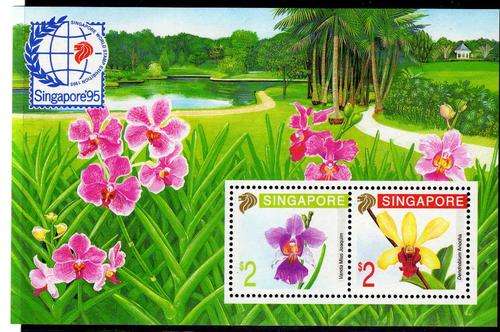 SINGAPORE 1995 "ORCHIDS" MINI SHEET U.M.M. SG MS 817. CAT 8 POUNDS.
