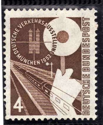 GERMANY WEST 1953 TRANSPORT EXHIBITION 4pf UMM. SG 1093. CAT 8,25 POUNDS.