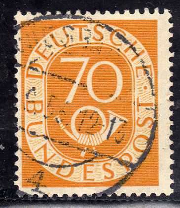 GERMANY WEST 1951 DEFIN 70pf V.F.USED. SG 1058. CAT 21 POUNDS.