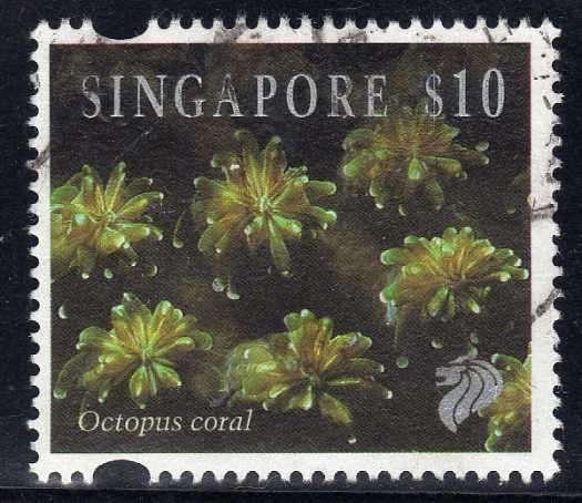 SINGAPORE 1994 "REEF LIFE" $10 V.F.USED. SG 753. CAT 12 POUNDS.