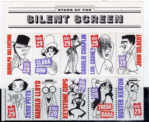 U.S.A. 1994 "SILENT SCREEN STARS" SHEET OF 10 U.M.M. SG 2886-95. CAT 11 POUNDS.