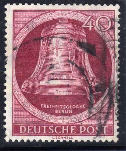 GERMANY, WEST BERLIN 1951 "FREEDOM BELL" 40pf "CLAPPER RIGHT" FINE USED. SG B86. CAT 22 POUNDS.