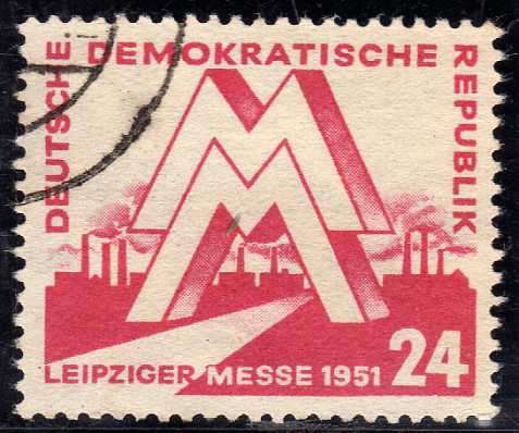 GERMANY DDR 1951 LEIPZIG SPRING FAIR 24pf V.F.U. SG E39. CAT 14,5 POUNDS