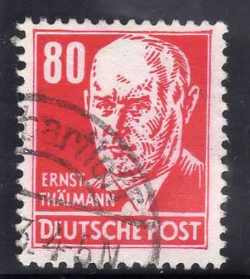 GERMANY WEST 1948 DEFIN 80pf RED VFU. SG E95. CAT 12 POUNDS.
