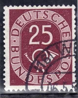 GERMANY WEST 1951 DEFIN 25pf PLUM VFU. SG 1053. CAT 7,75 POUNDS.
