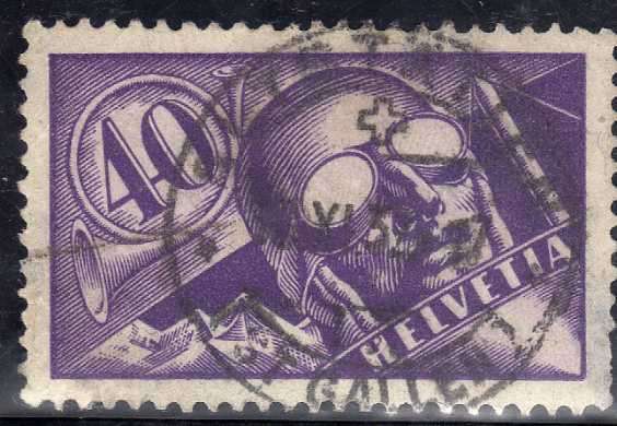 SWITZERLAND 1923 "AIR" 40c LILAC & VIOLET USED - THINNED. SG 321. CAT 75 POUNDS.